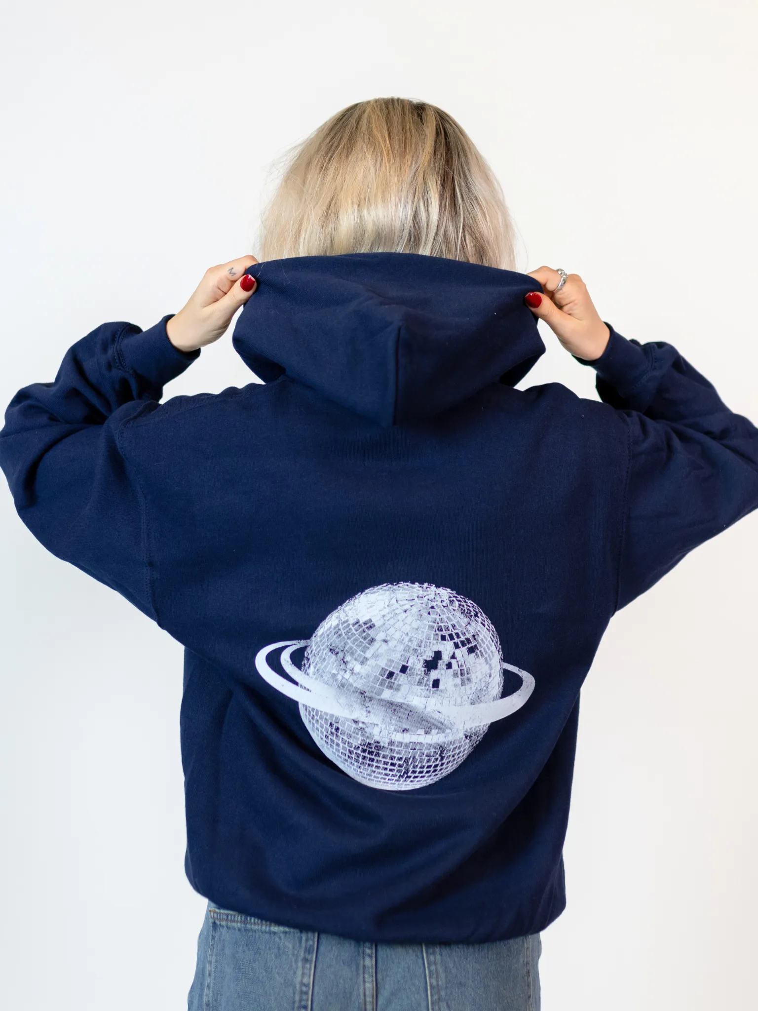 PLANET DISCO HOODIE (rygprint) - NAVY