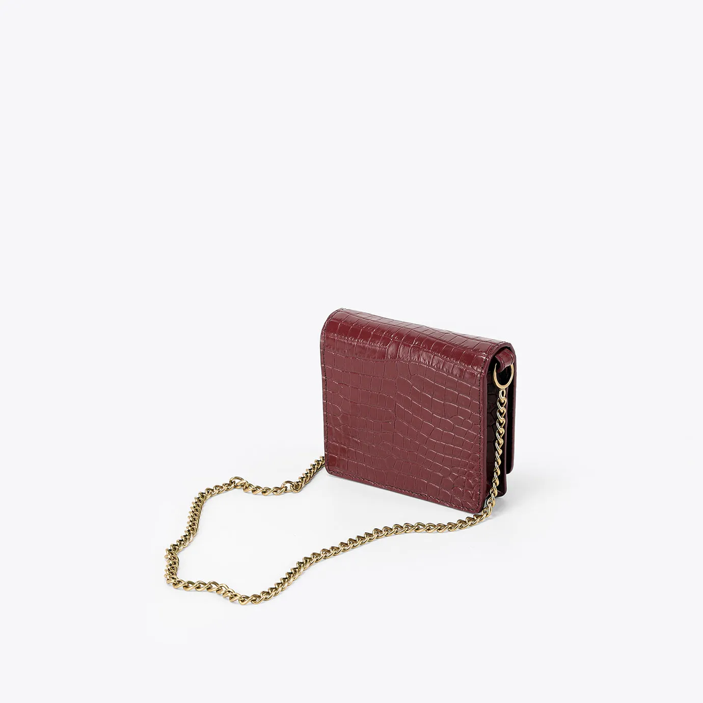 Pochette Chaîne - Bordeaux Embossé