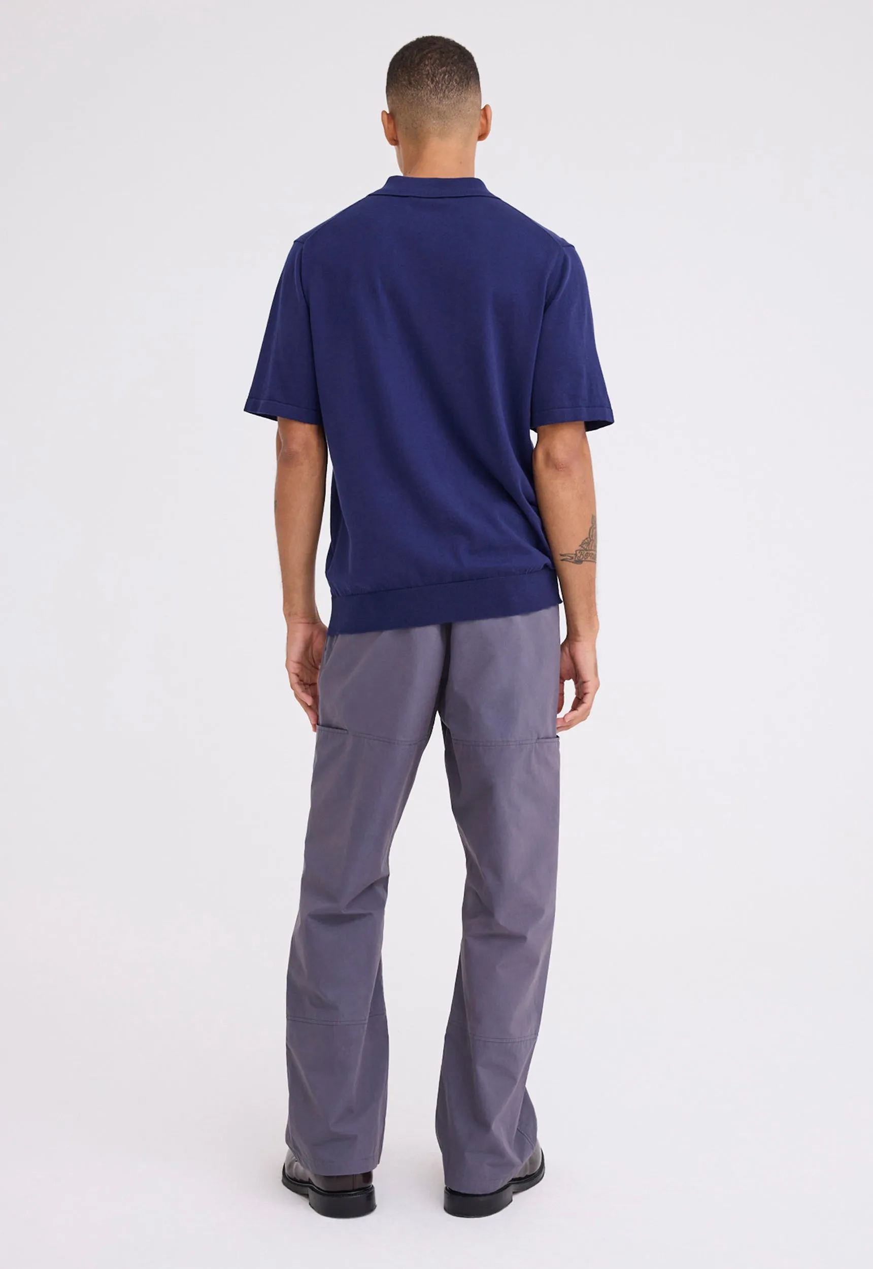 Pointier Knitted Cotton Polo - Paton Blue