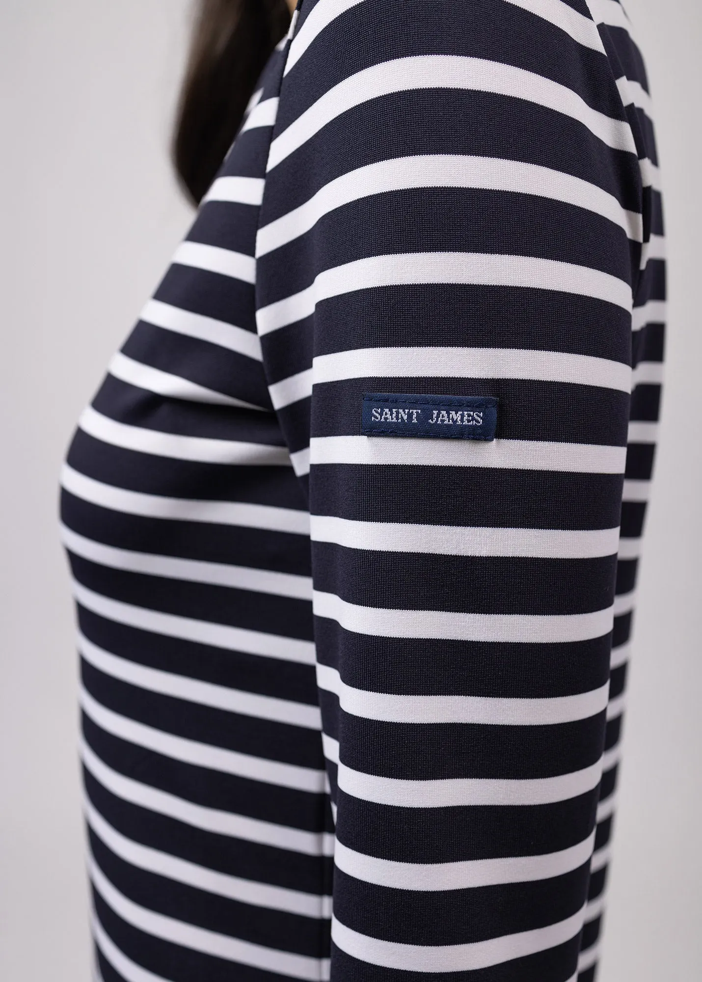 PROPRIANO - Form-Fitting Nautical Stripe Dress | Anti-UV Stretch Fabric (NAVY / WHITE)