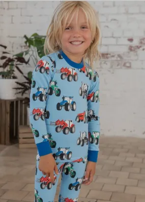 Pyjamas - Blue Tractor Print