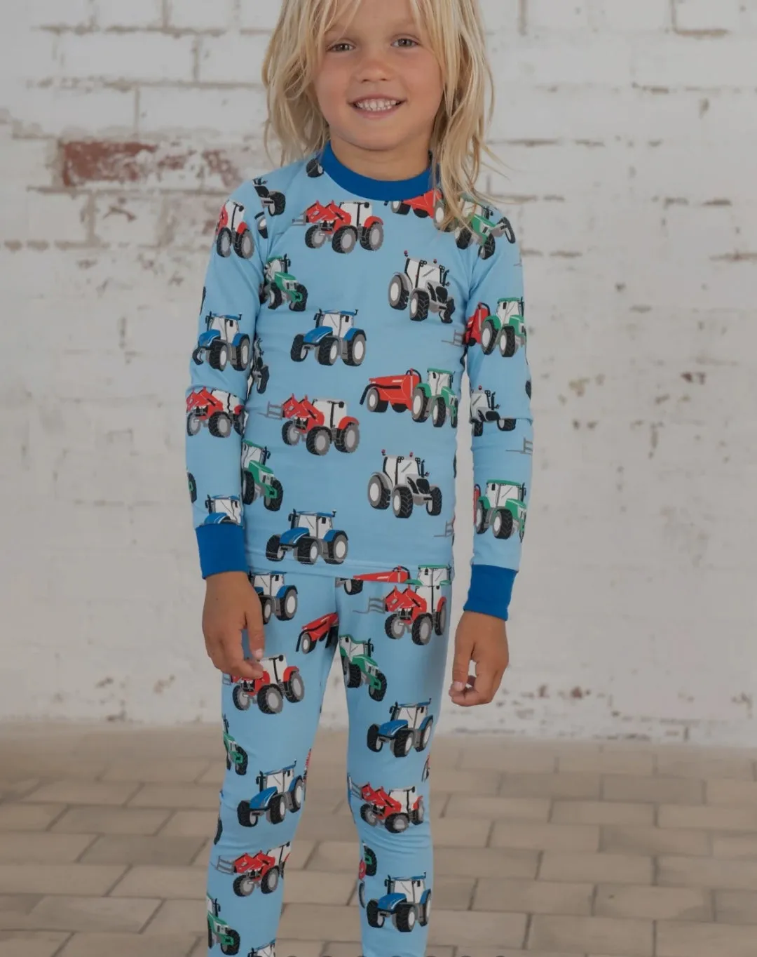 Pyjamas - Blue Tractor Print