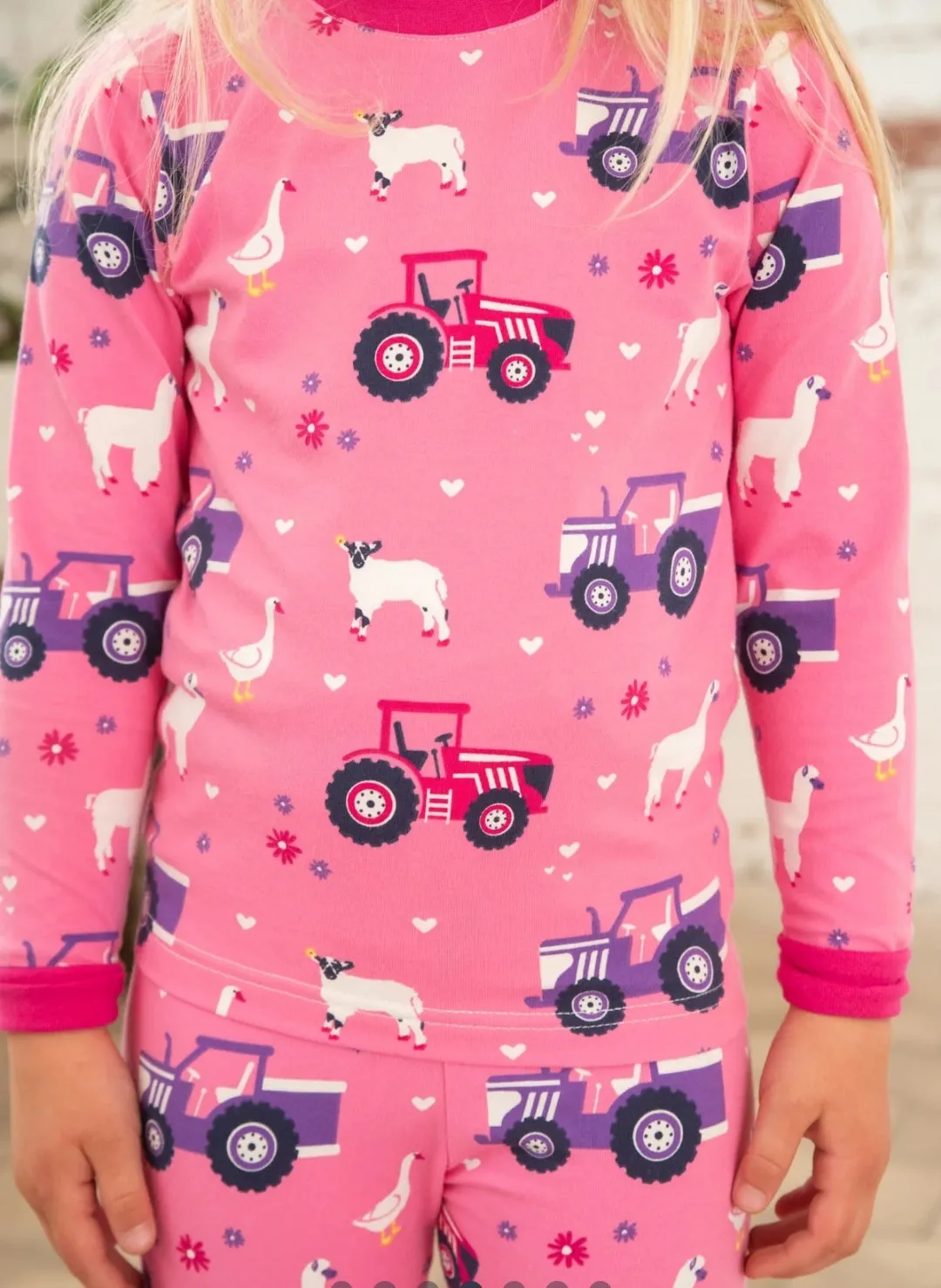 Pyjamas - Pink & Purple Tractor print