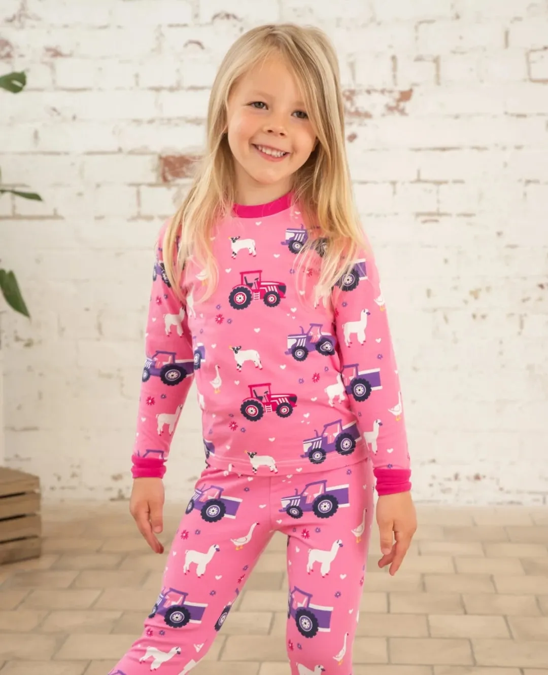 Pyjamas - Pink & Purple Tractor print