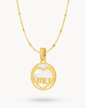 "Ma" Dainty Heart Hollow Protection Necklace Set