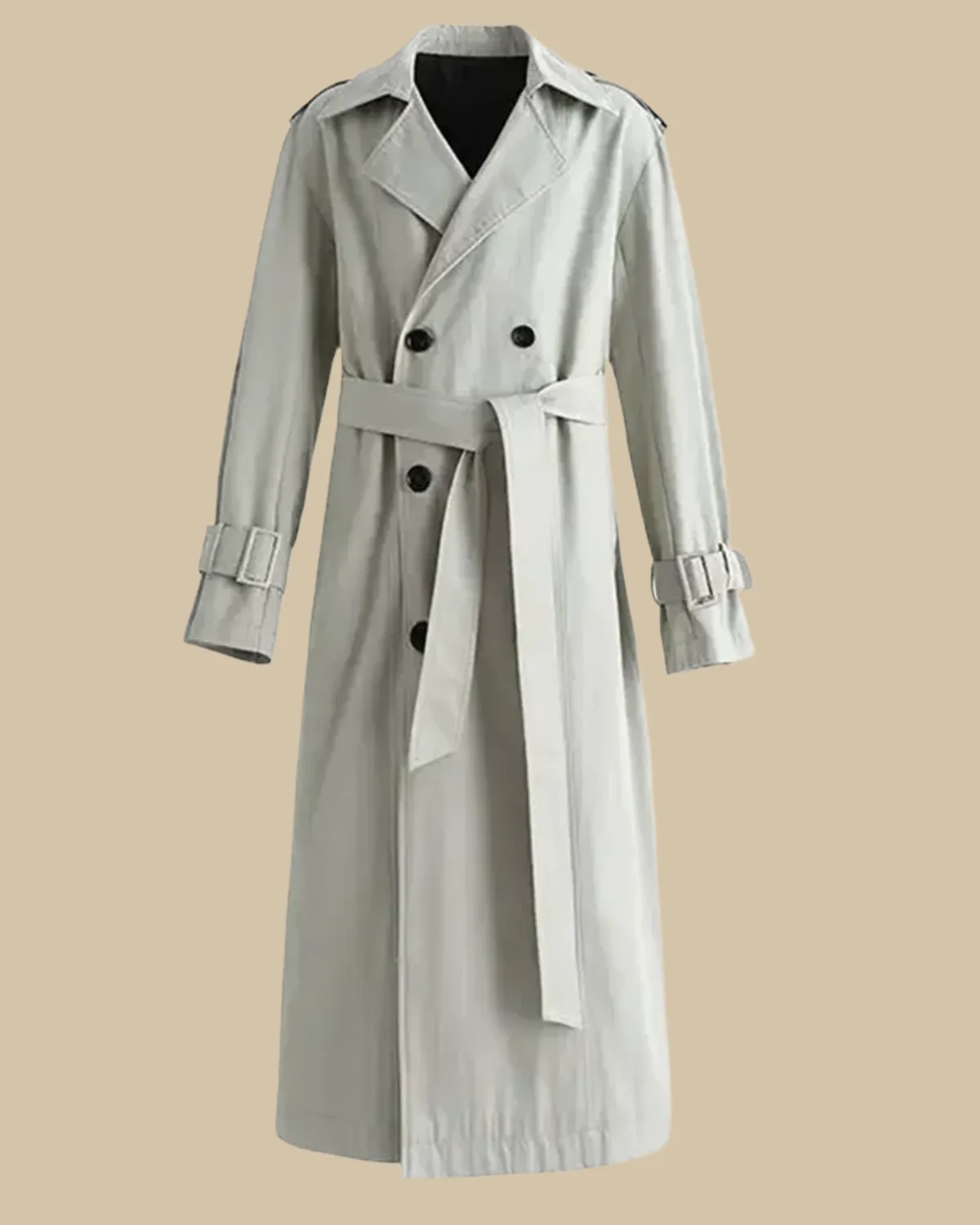 Recycled Classic Men Double Breasted Long Trench Coat