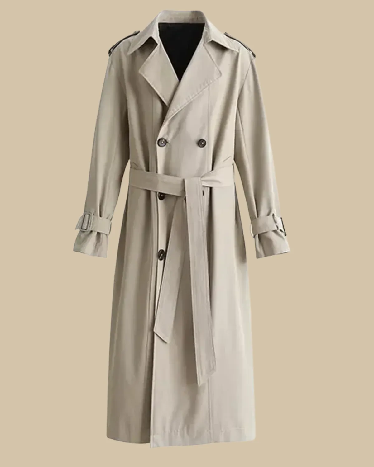 Recycled Classic Men Double Breasted Long Trench Coat