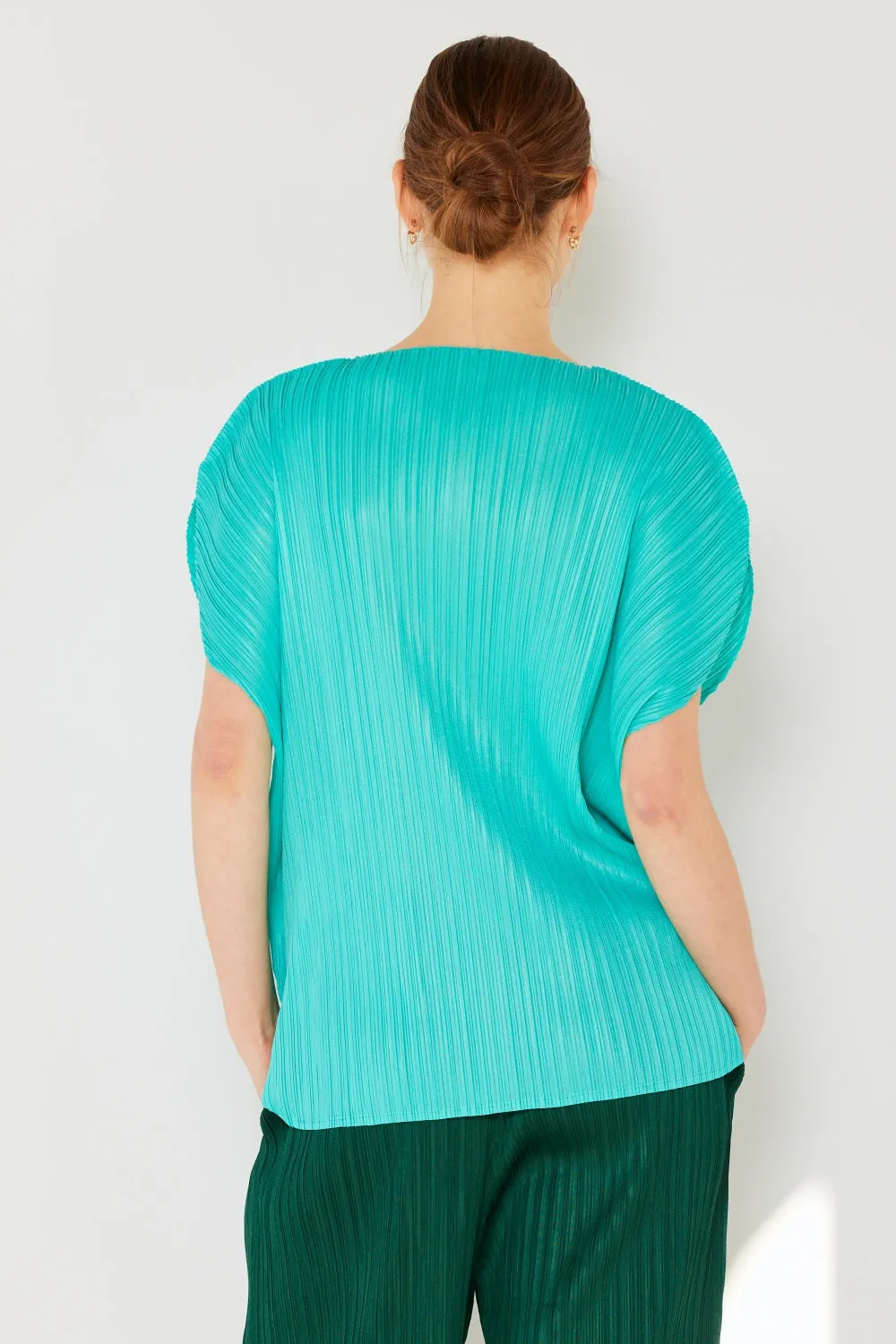 Ribbed Pleated Oversized Dolman Sleeve Top