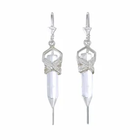 ROPE BEZEL PULL THROUGH EARRINGS- QUARTZ - SILVER