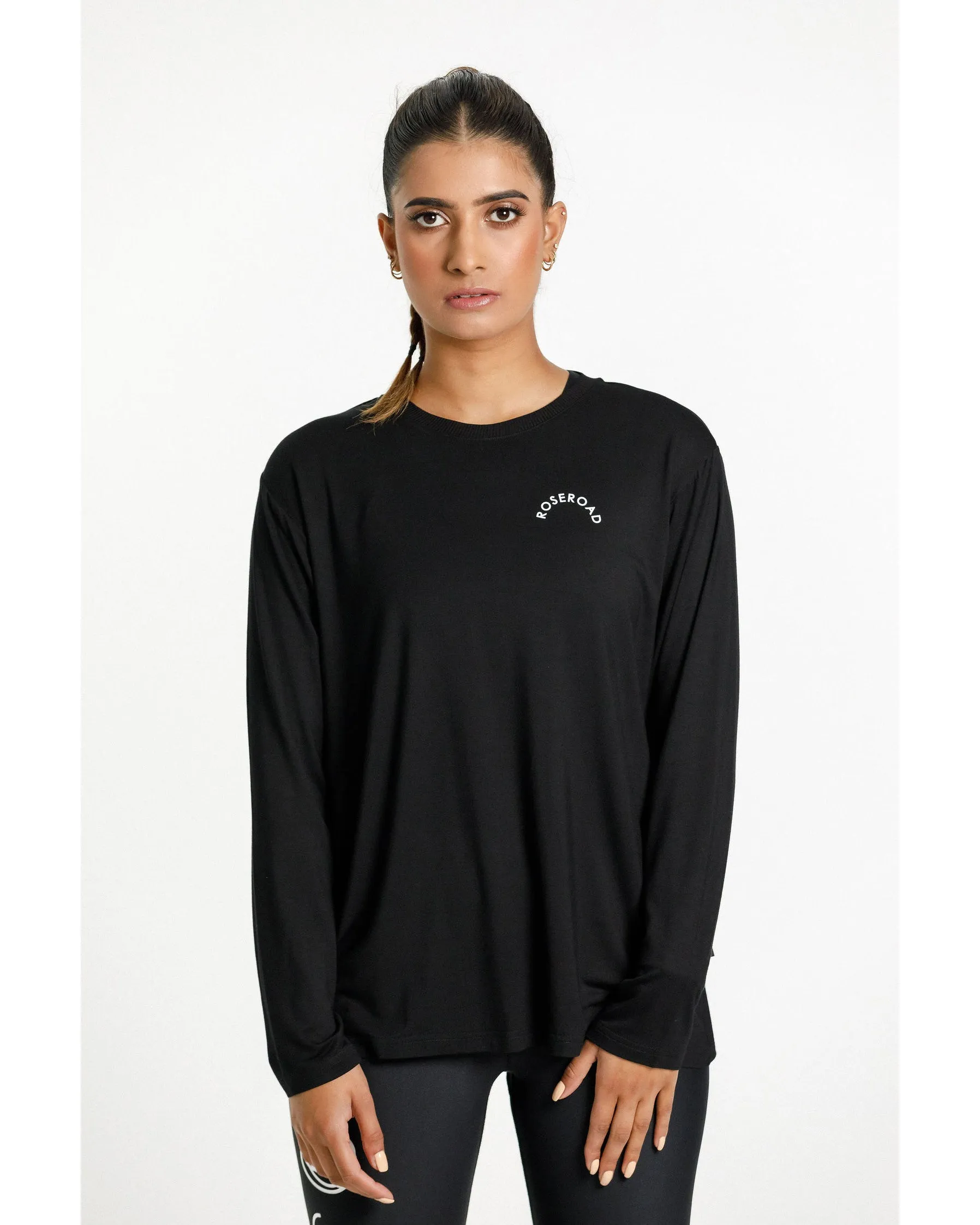 Rose Road Long Sleeve Tee - Black with Rose Road Arch Print