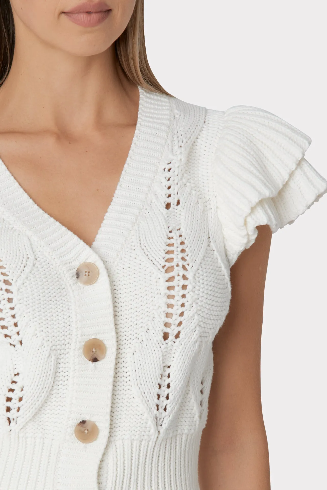 Ruffle Pointelle Cardigan