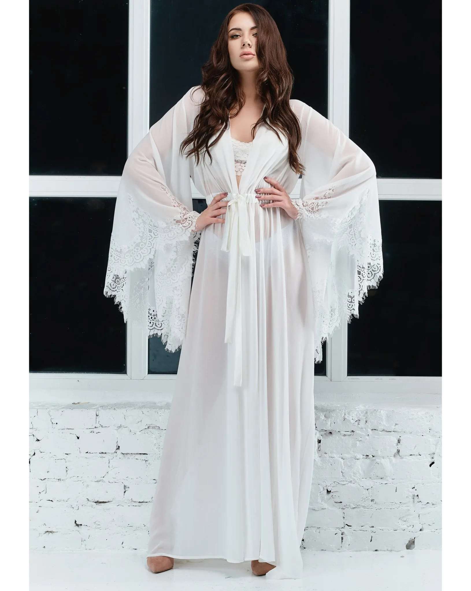 Sabina Elegant Bridal Sheer Robe