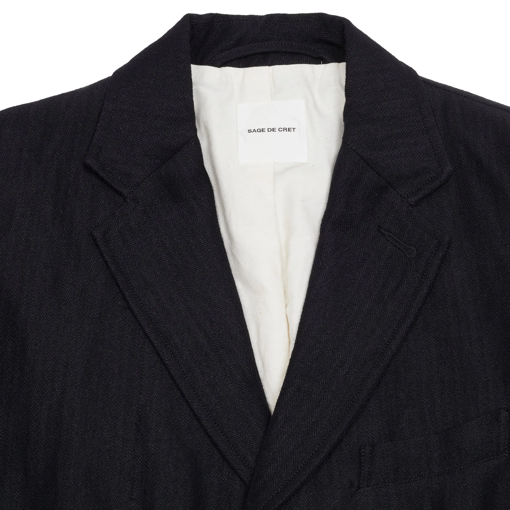 Sage de Cret Herringbone Tumbler Tailored Jacket in Black