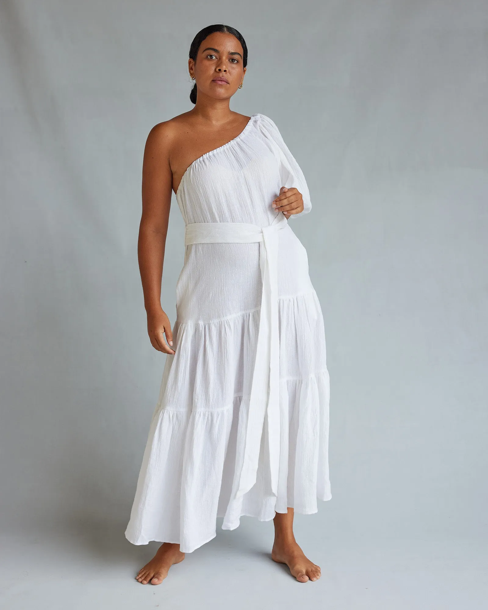 Saloma Linen O/S Dress - White