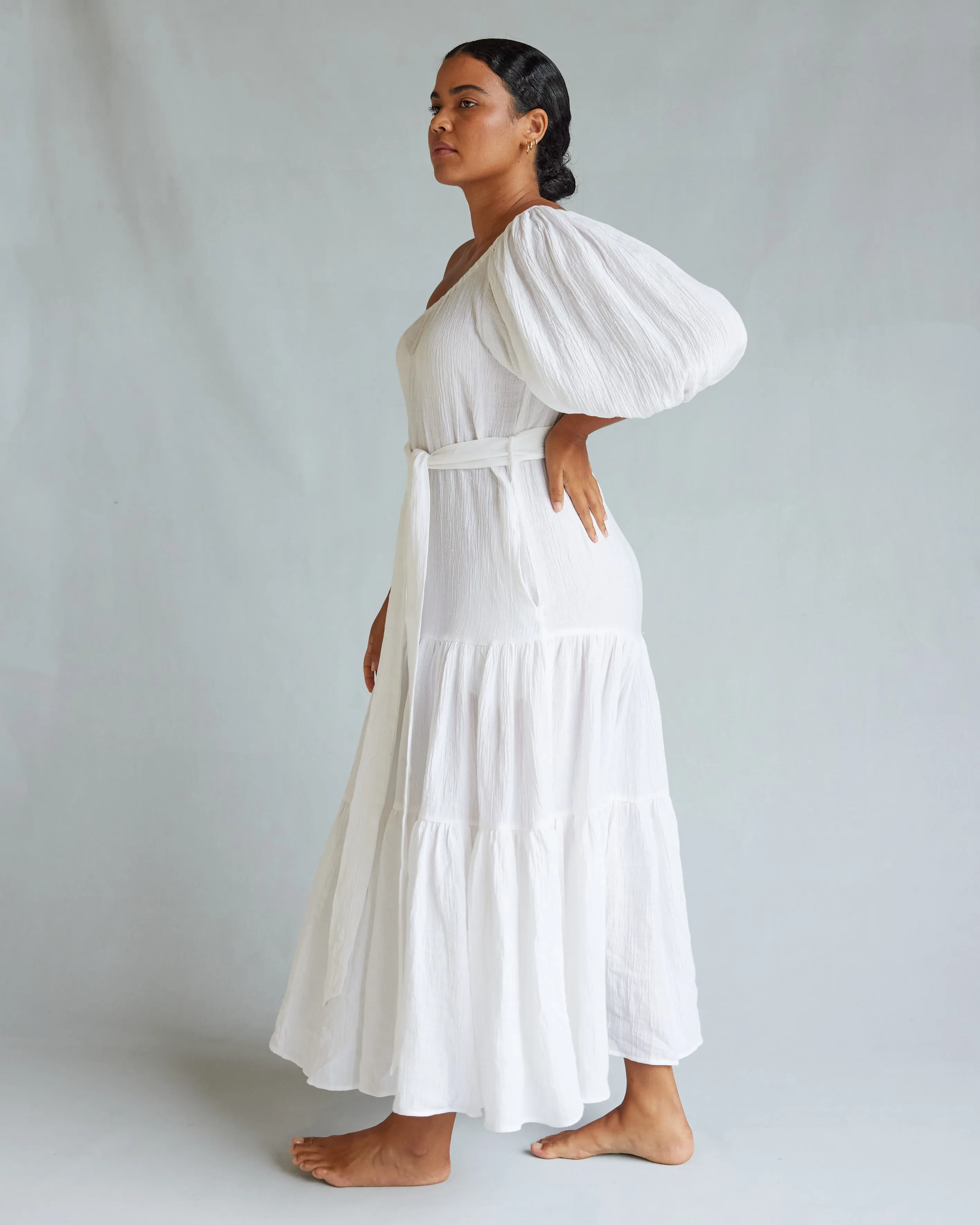 Saloma Linen O/S Dress - White