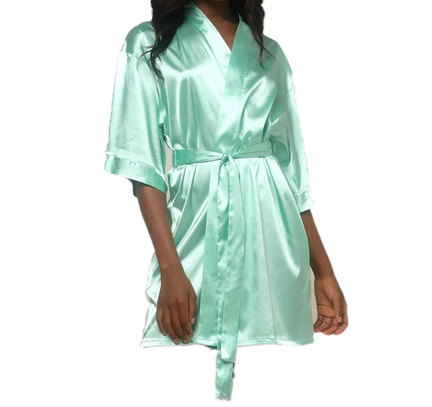 Satin Kimono Short Robe