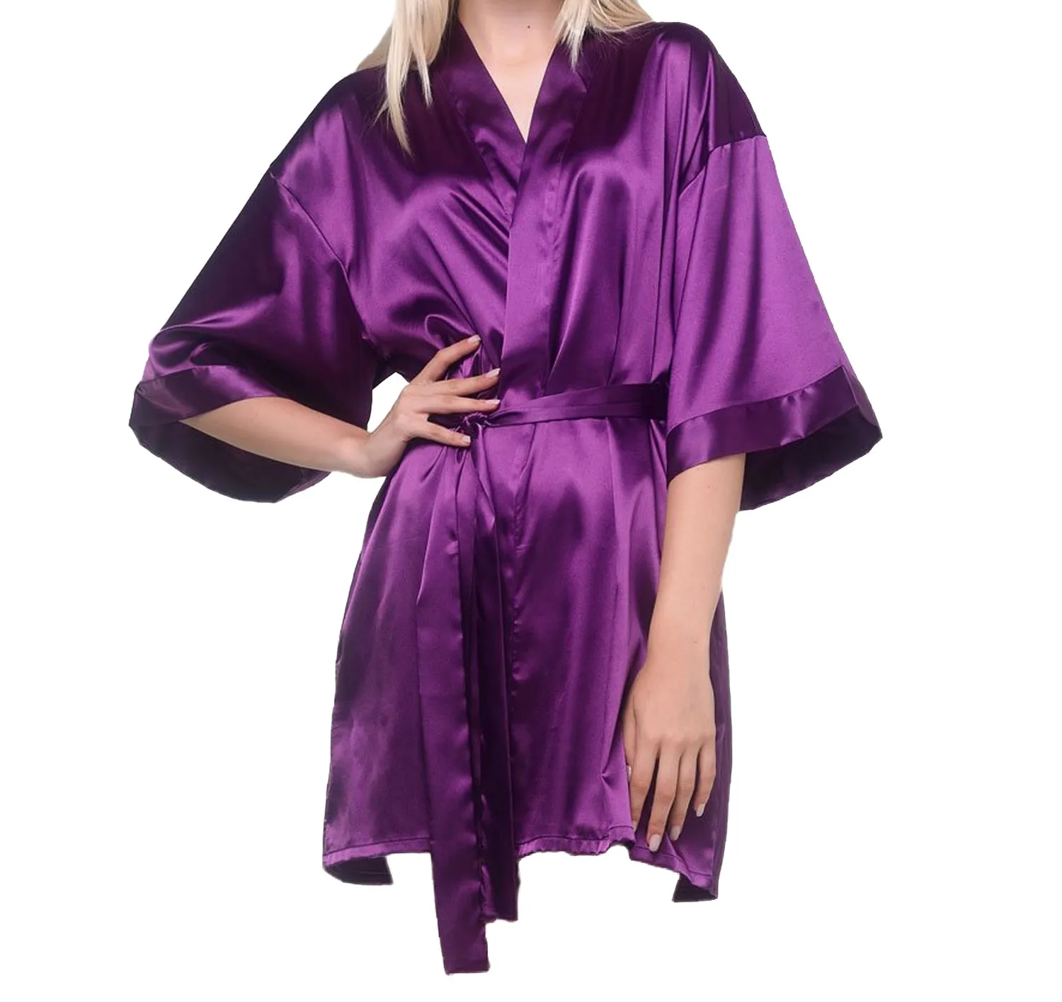 Satin Kimono Short Robe