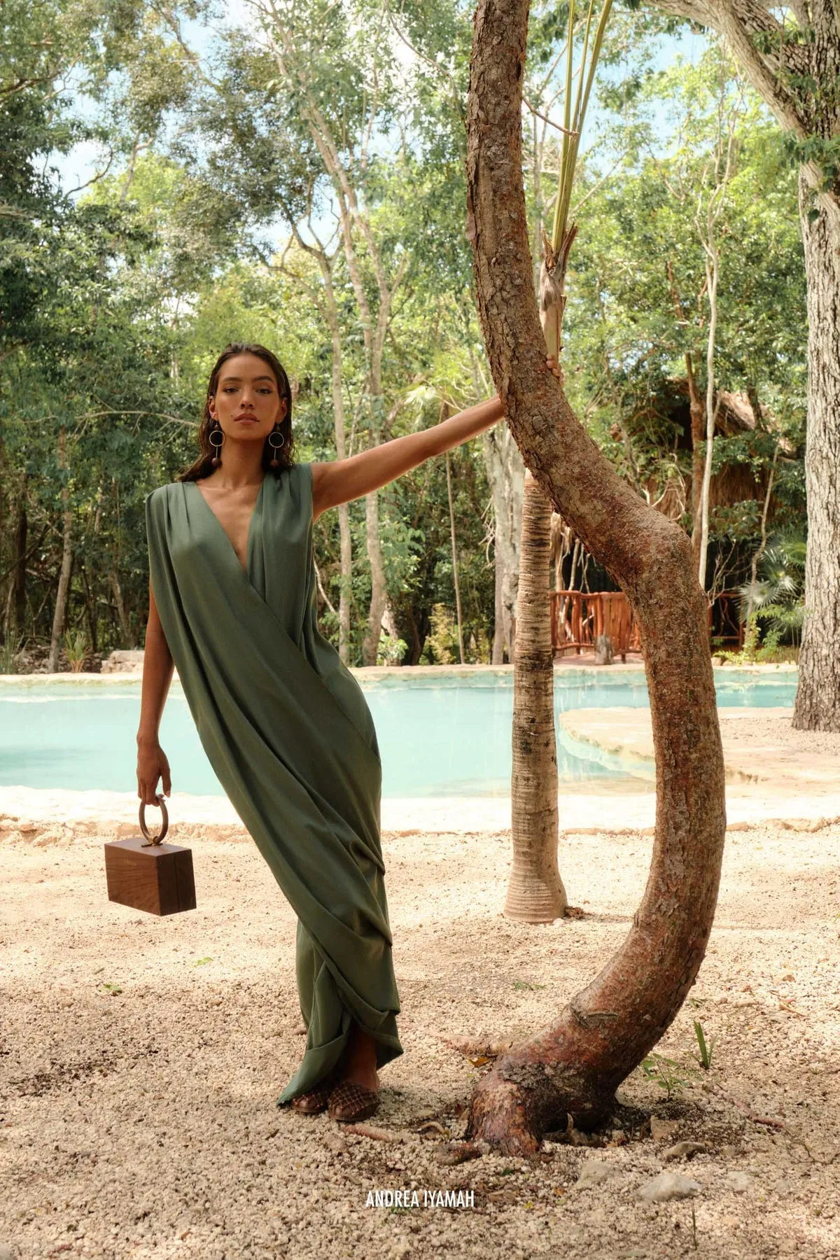 Sayo Kaftan Dress | Forest Green