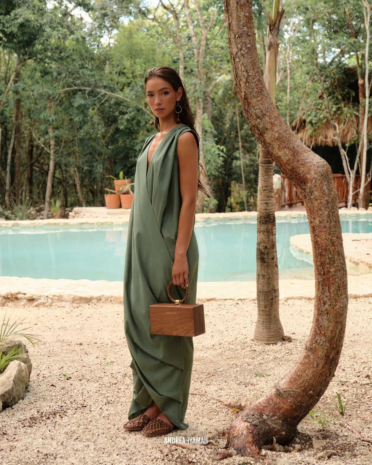 Sayo Kaftan Dress | Forest Green