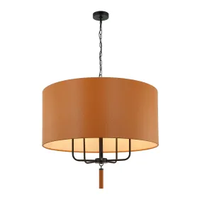 Secret Agent 368P05BLC 5-Light Pendant Light - Black/Camel Leather