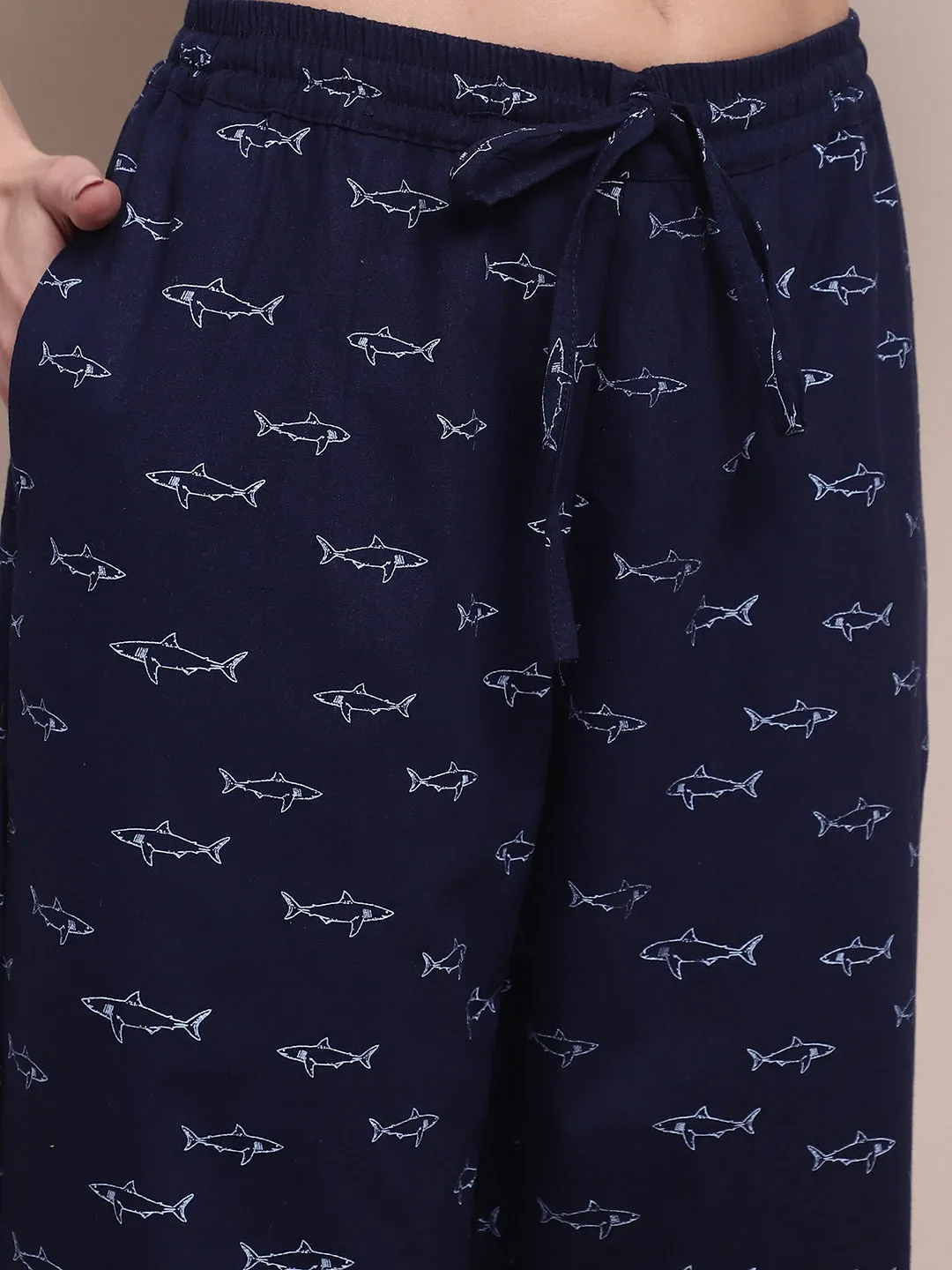 Shark Print Pyjama - Navy blue