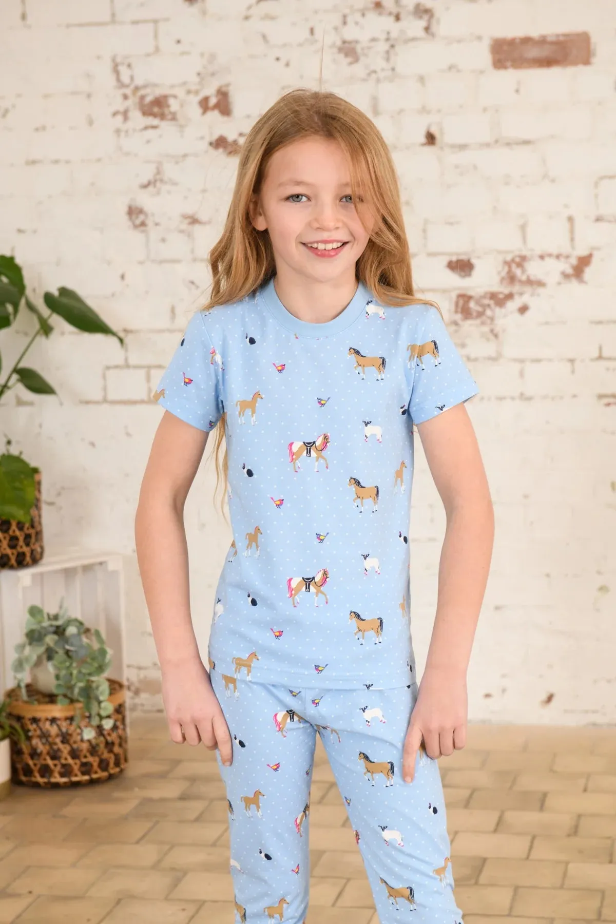 Short sleeve pyjamas - blue animal print