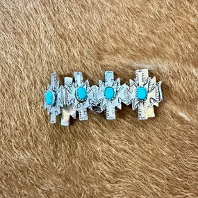 Silver and Turquoise Western Style Bracelet