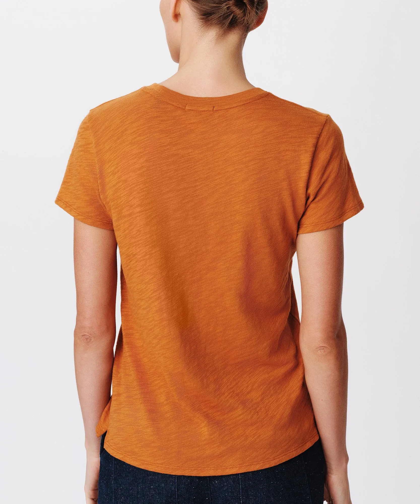 Slub Jersey Schoolboy Short Sleeve Crew Neck Tee - Cornelian Stone