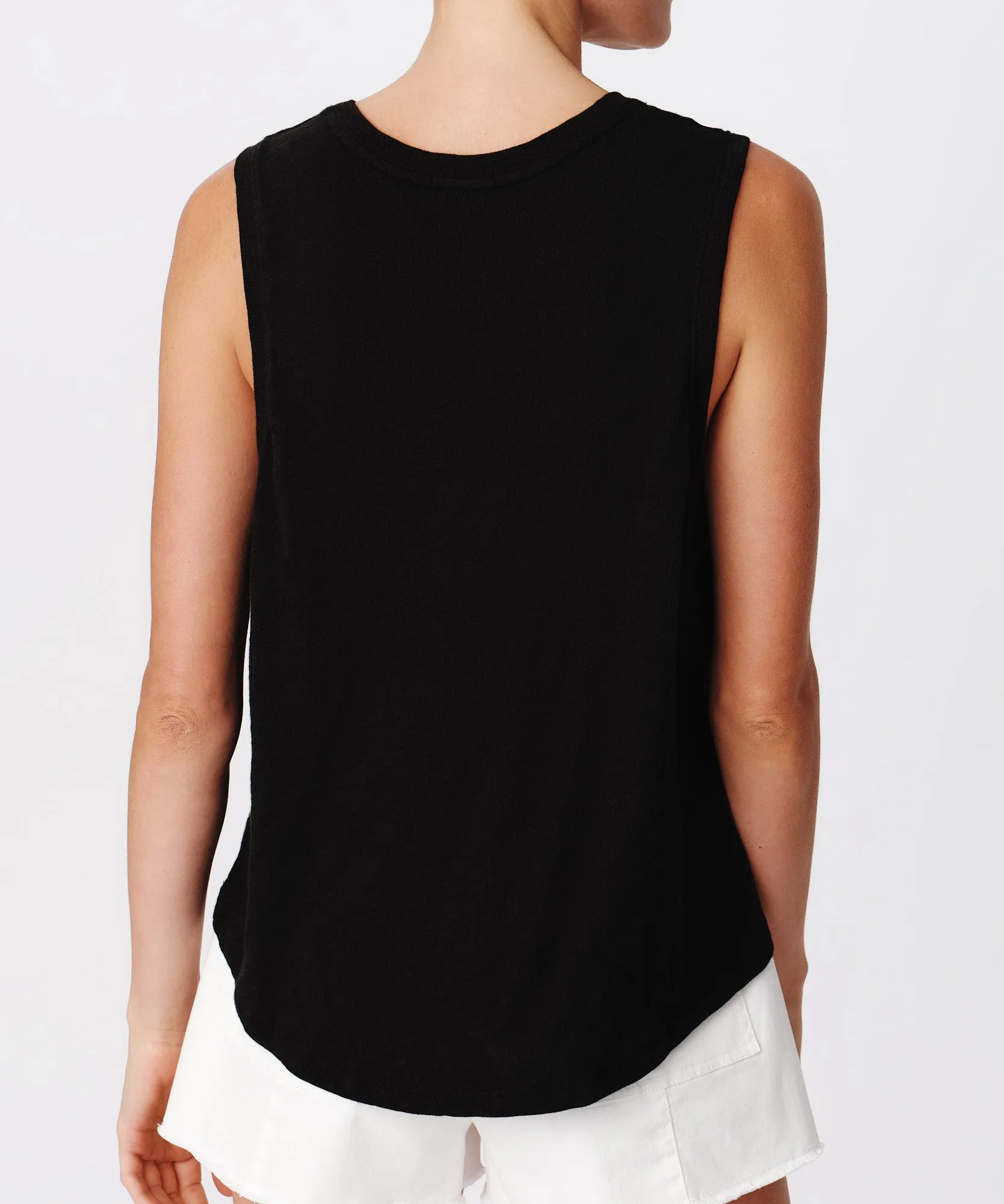 Slub Jersey V-Neck Tank - Black