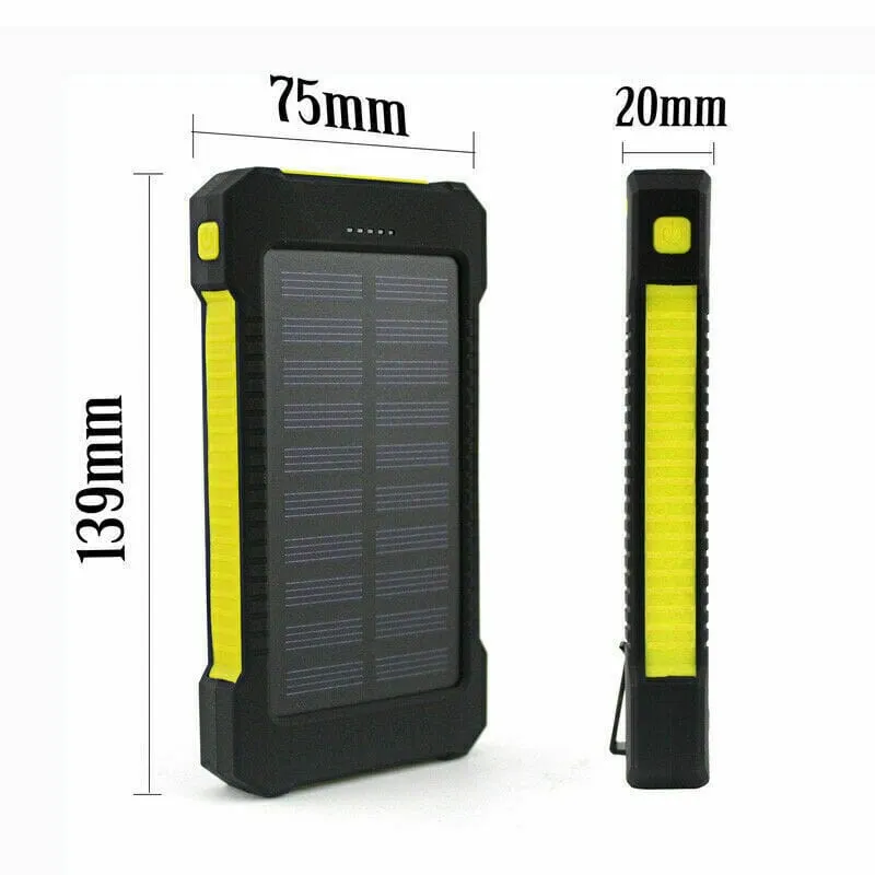 SMAXPro™ Portable Solar Power Bank: 30,000mAH, 2 USB Ports, Waterproof Cell Phone Charger