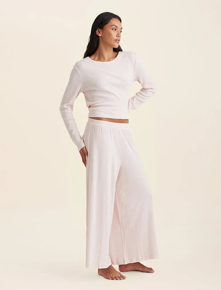 Soft Baby Rib Full Length Wide Leg Pant