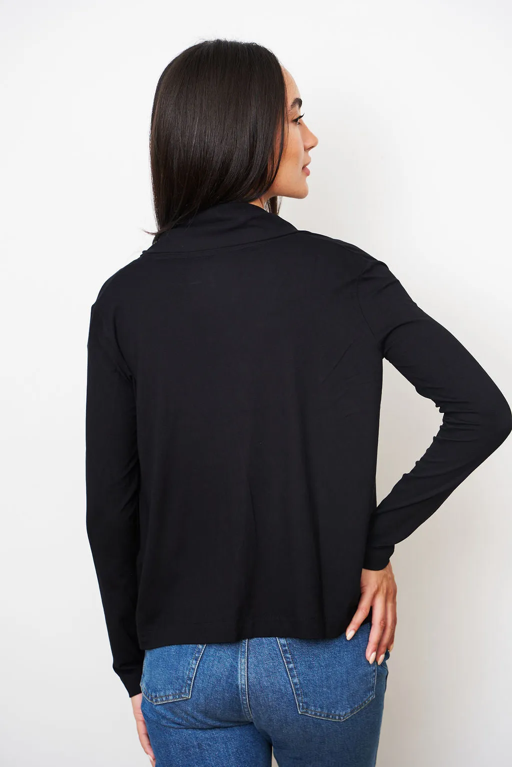 Soft Touch Open Cardigan in Noir