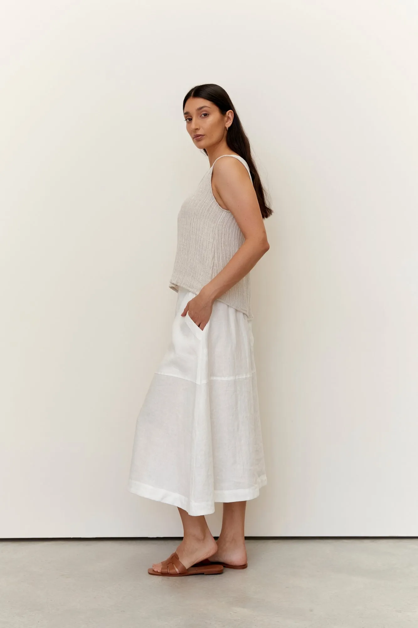 Soleil Linen Skirt Warm White