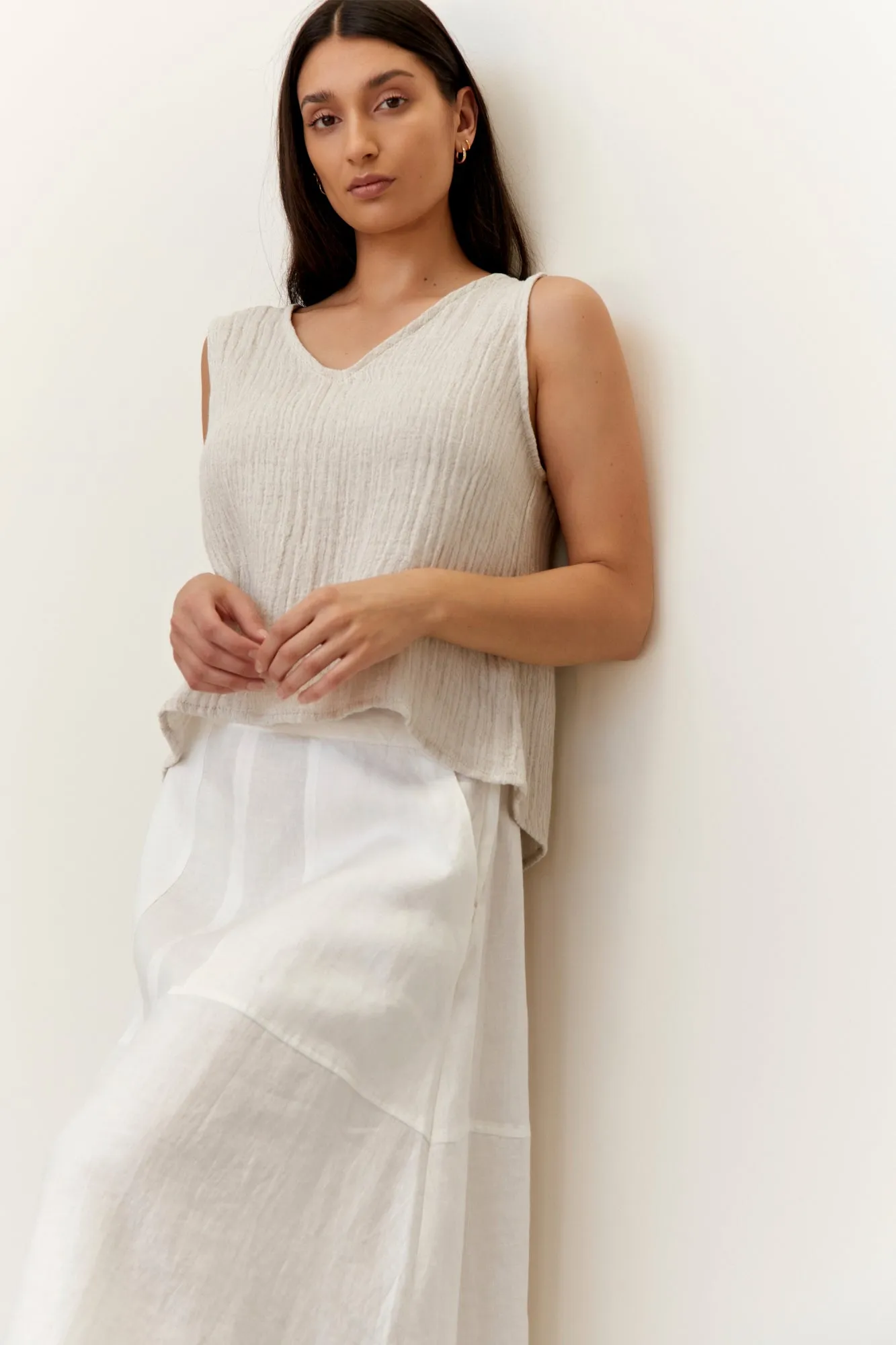 Soleil Linen Skirt Warm White