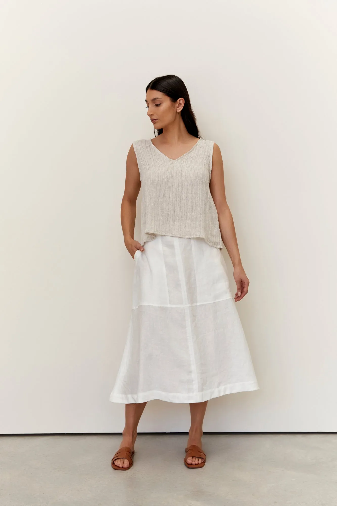 Soleil Linen Skirt Warm White