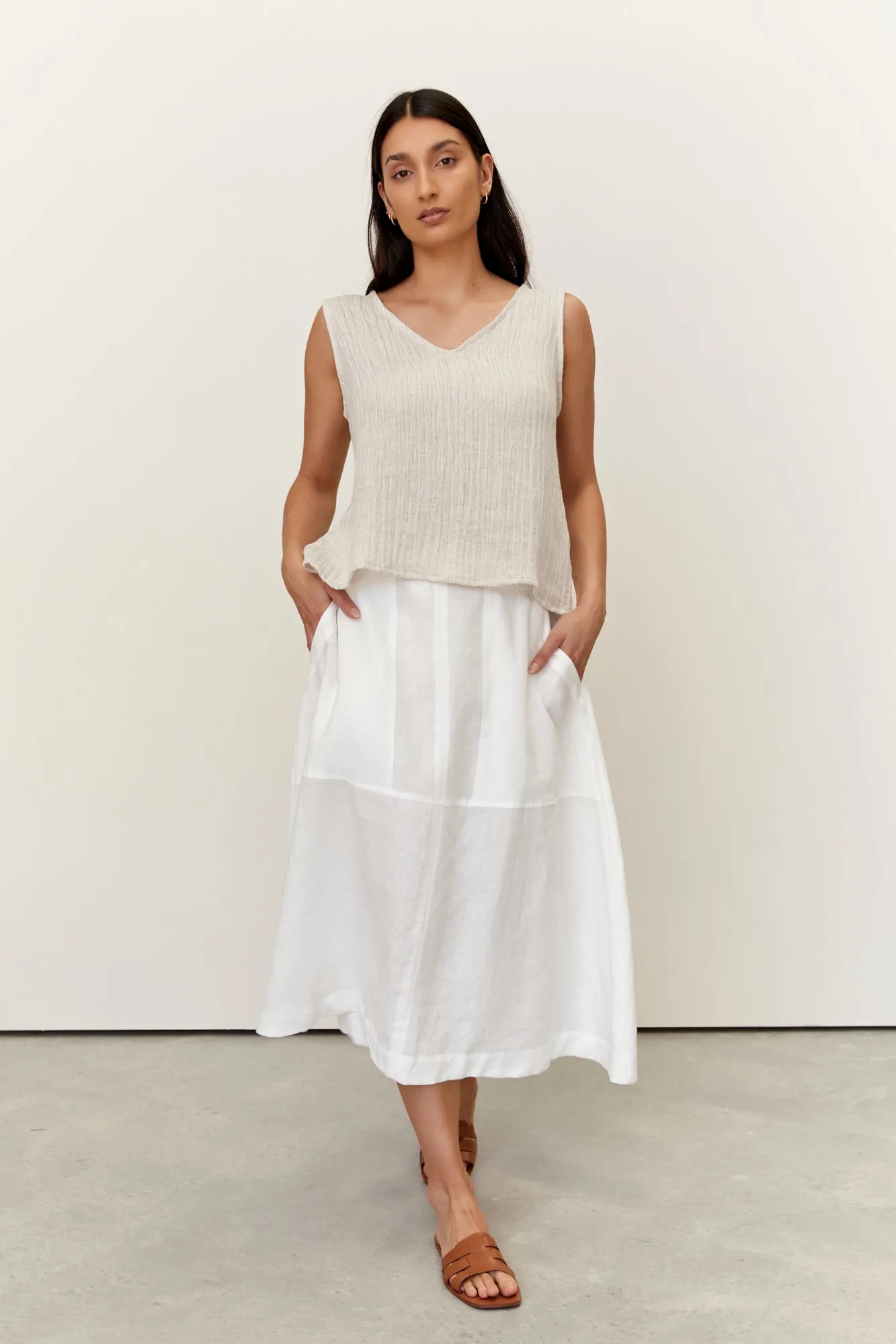 Soleil Linen Skirt Warm White