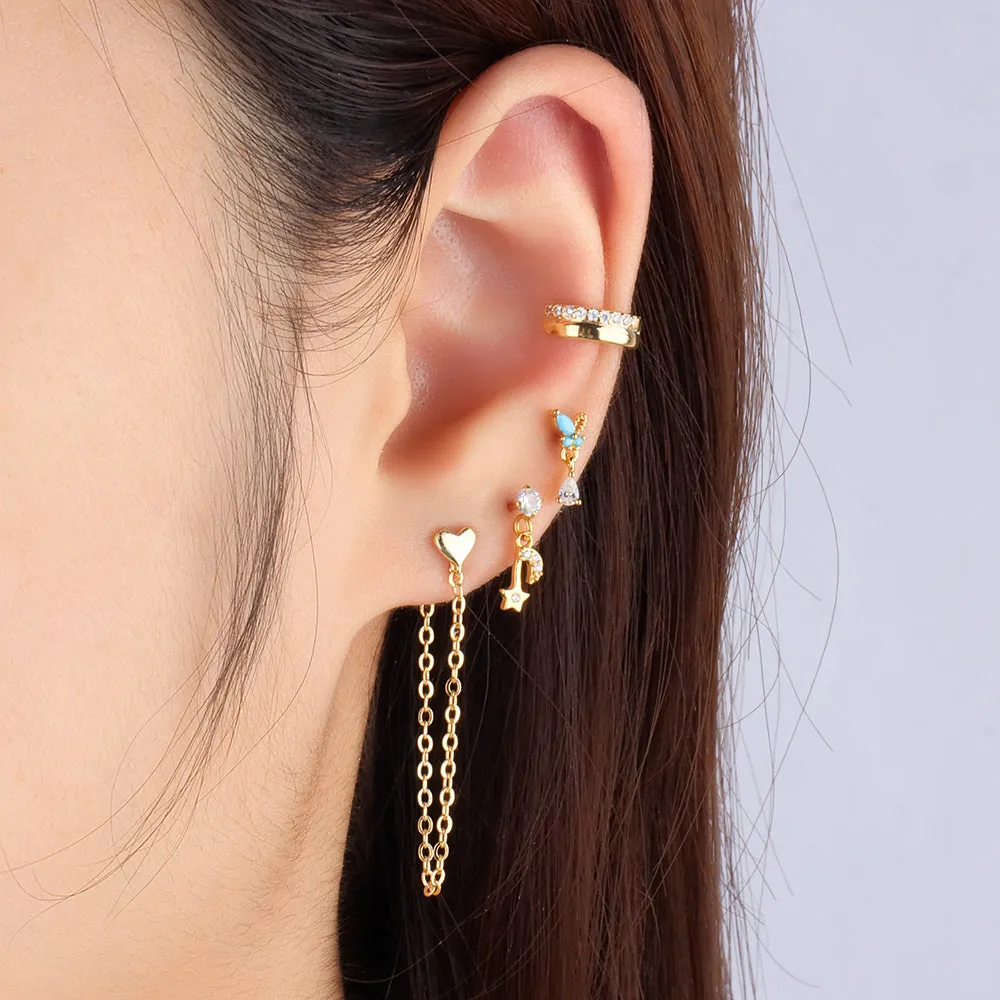 Stylish Heart Chain Earrings