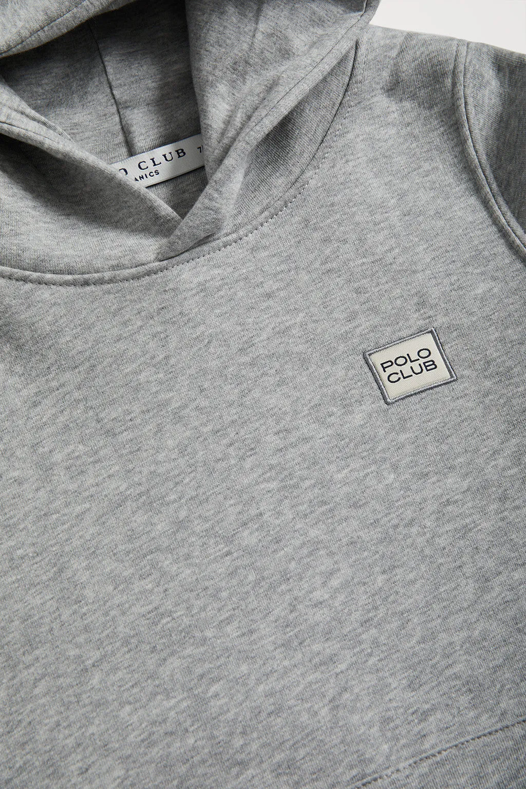 Sudadera orgánica de capucha y bolsillos gris vigoré Neutrals kids con logo