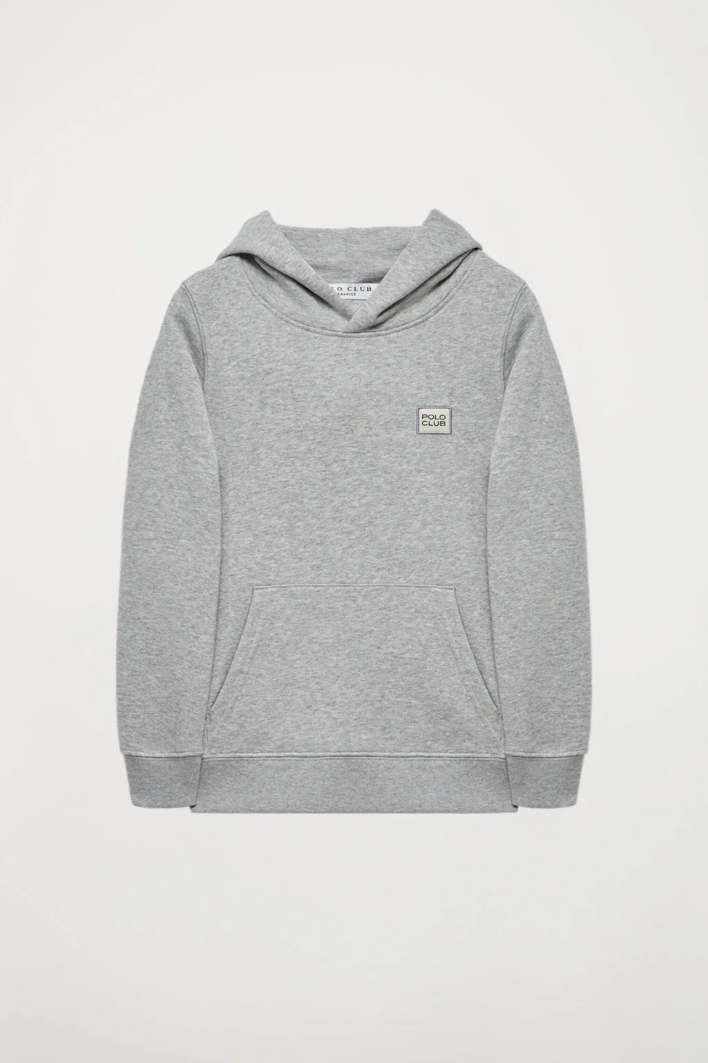 Sudadera orgánica de capucha y bolsillos gris vigoré Neutrals kids con logo