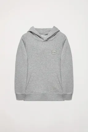 Sudadera orgánica de capucha y bolsillos gris vigoré Neutrals kids con logo