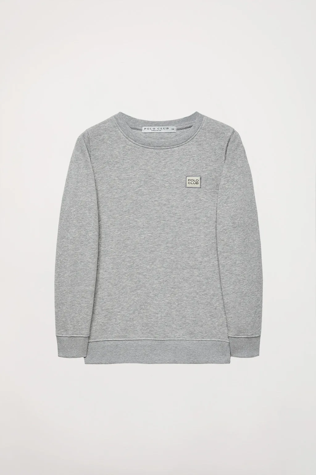 Sudadera orgánica de cuello redondo gris vigoré Neutrals kids con logo