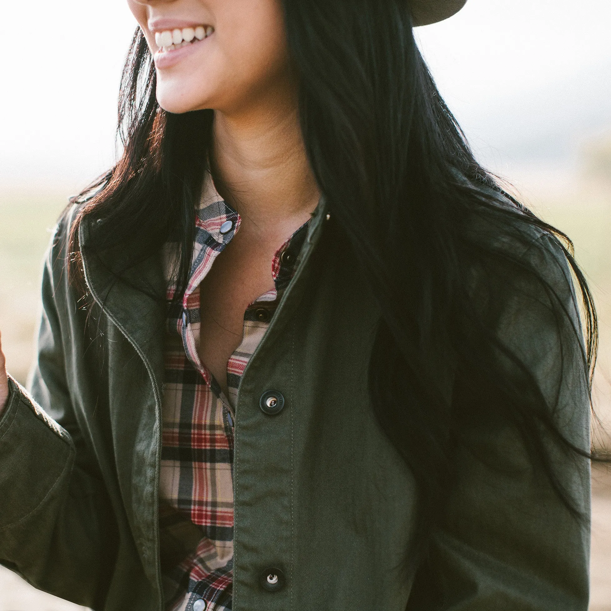 The Agnes Jacket in Olive Herringbone