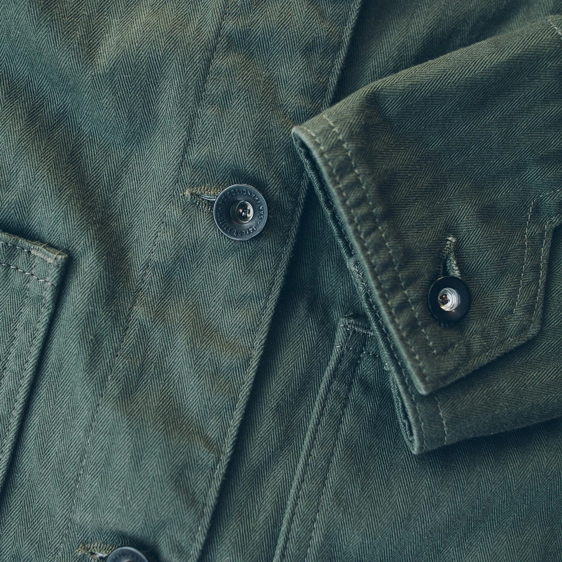 The Agnes Jacket in Olive Herringbone