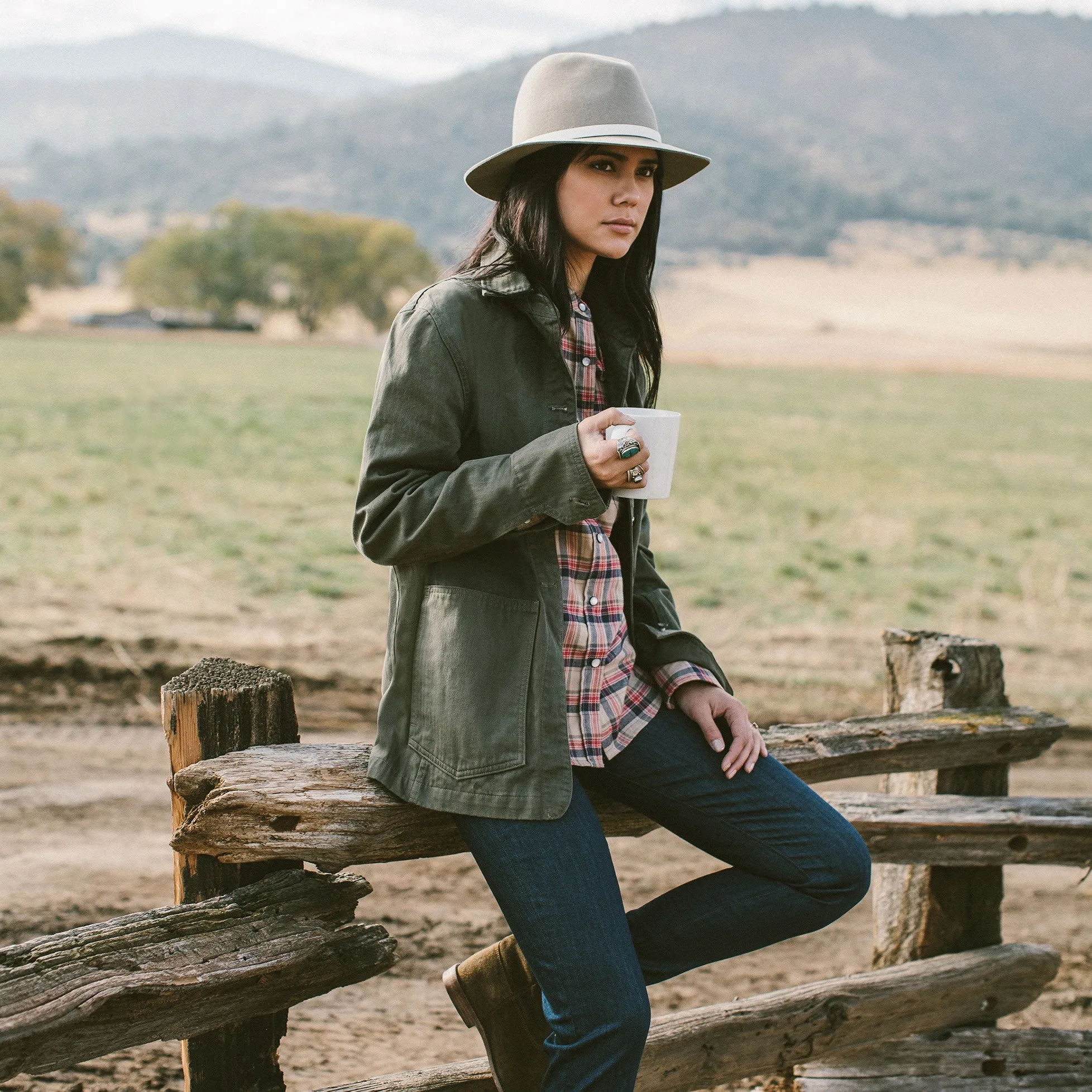 The Agnes Jacket in Olive Herringbone