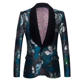 The Bastien Jacquard Slim Fit Blazer Suit Jacket - Emerald