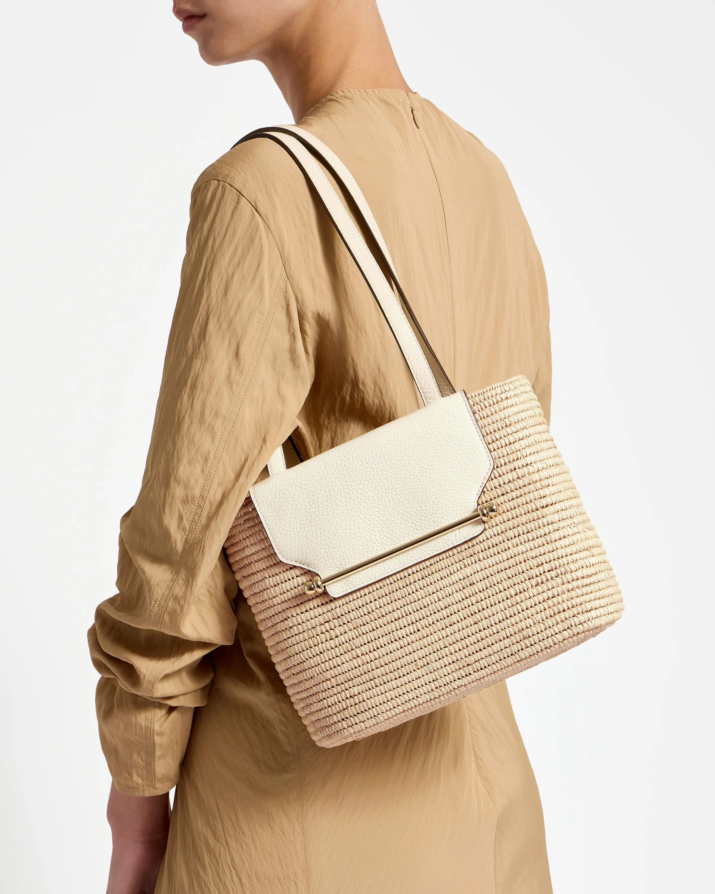 The Strathberry Basket (Small) - Raffia/Leather Vanilla