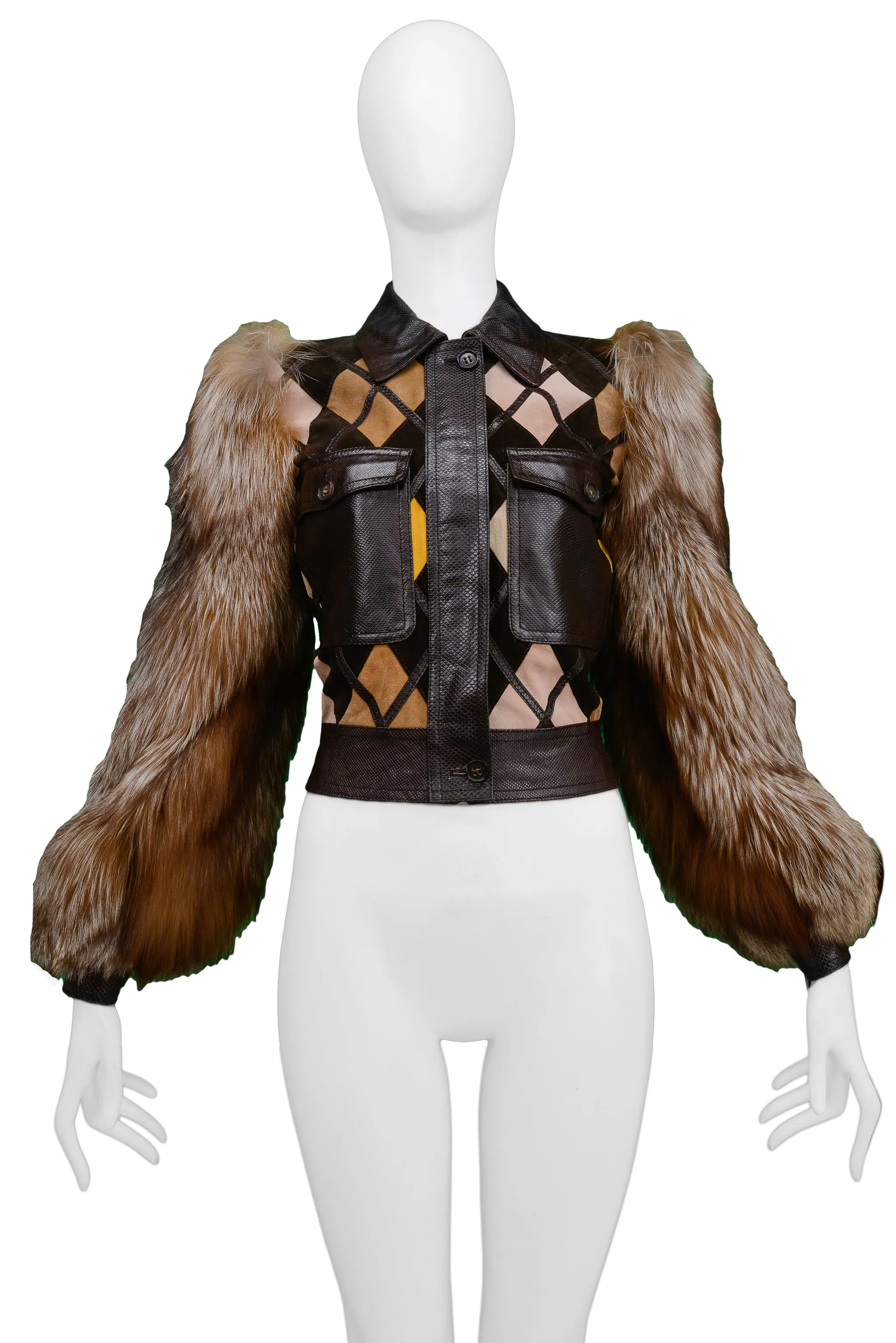 VALENTINO 2005 PYTHON & LEATHER JACKET WITH FUR SLEEVES