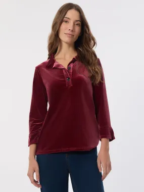 Velour Pop-Over Collar Top