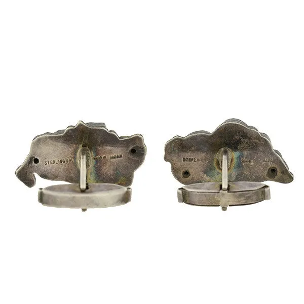 Victorian Japanese Sterling Figural Shakudo Cufflinks