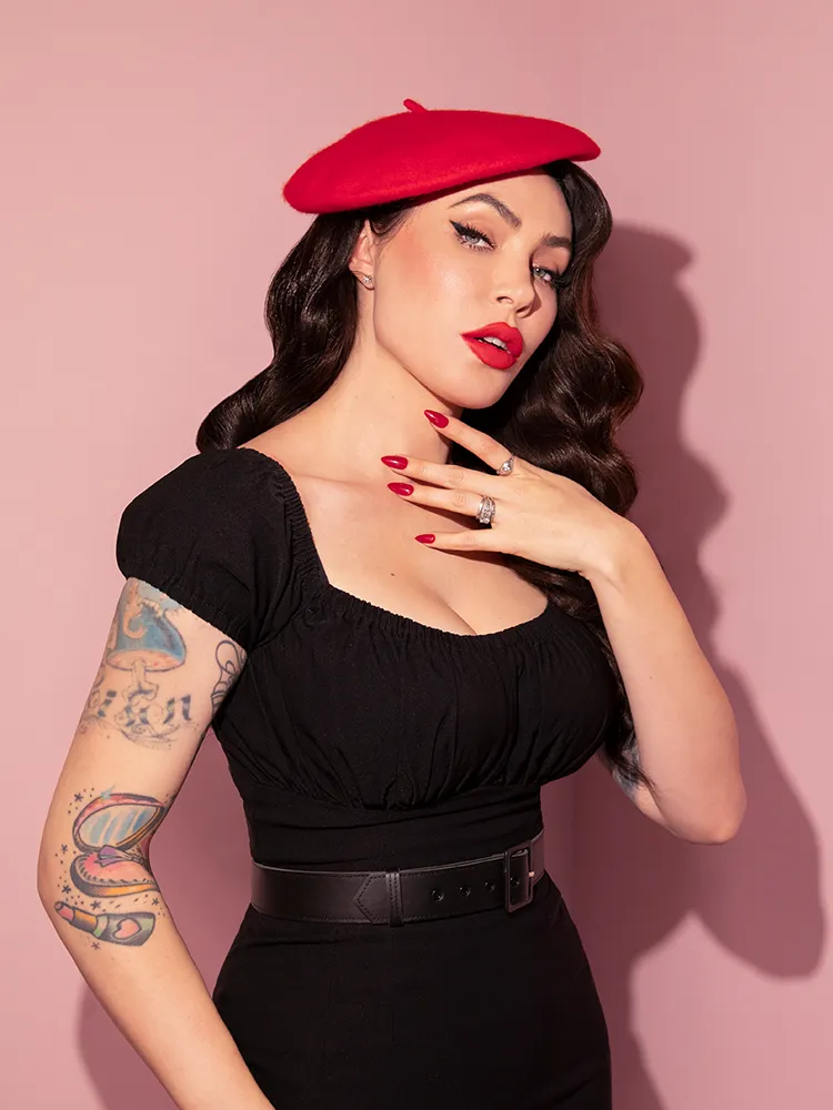 Vintage-Style Beret in Classic Red